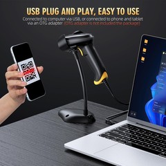 2D USB Barcode Scanner Handheld QR Data Matrix Reader For Windows Mac Linux POS