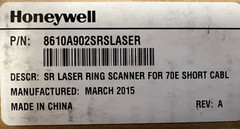 Honeywell 8610A902SRSLASER Corded 1D Laser Ring Scanner for Dolphin D70e/D75e