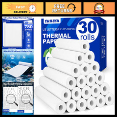 30 Rolls Thermal Printer Paper 8.5&Prime;x11&Prime; BPA-Free Quick-Dry for Portable Printers