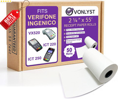 Thermal Paper Rolls 2 1/4×55 for Verifone Vx520 Ingenico ICT220 ICT250 50Pk US