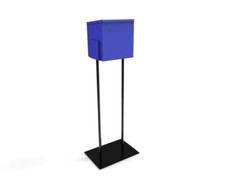 Blue Metal Ballot Box Donation Box Suggestion Box With Black Stand