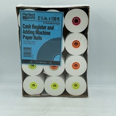 12 Rolls Perfect Print Cash Register & Adding Machine Rolls 2-1/4&Prime; x 130&prime; ft