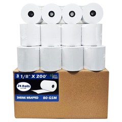 80 GSM Extra Thick Paper (24 Rolls) 3 1/8 x 230 Thermal Paper Receipt Rolls (…