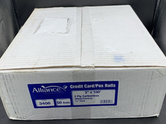 Alliance 2 Ply Carbonless Receipt Rolls 3&Prime; x 90&prime; 2-Ply White/Canary 50 Rolls