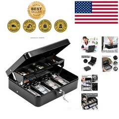 Windproof Cash Box with Auto-Open Tray and Hidden Compartment for Essential Cash