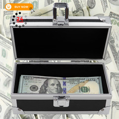 Lockable Cash Box, Aluminium Alloy Money Box for Cash, Small, Snap Lock