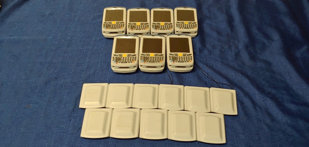 Lot of 7 Symbol MC55A0-H70SWQQA9WR Scanners w/ 11 Spare Batteries