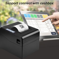 Thermal Receipt Printer 80mm Desktop Direct Thermal Printing USB+LAN Connec IAOJ