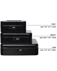 Black Large Metal Cash Box Combination Lock Money Tray 11.8×9.5×3.54 Inch