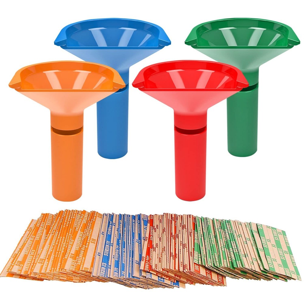 Budgetizer Coin Storage & Sorter Tubes 4 Color – Coded Coin Counters Tubes an…