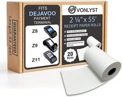 20 White Thermal Receipt Paper Rolls for Dejavoo Z8 Z9 Z11 Printers 2.25×55