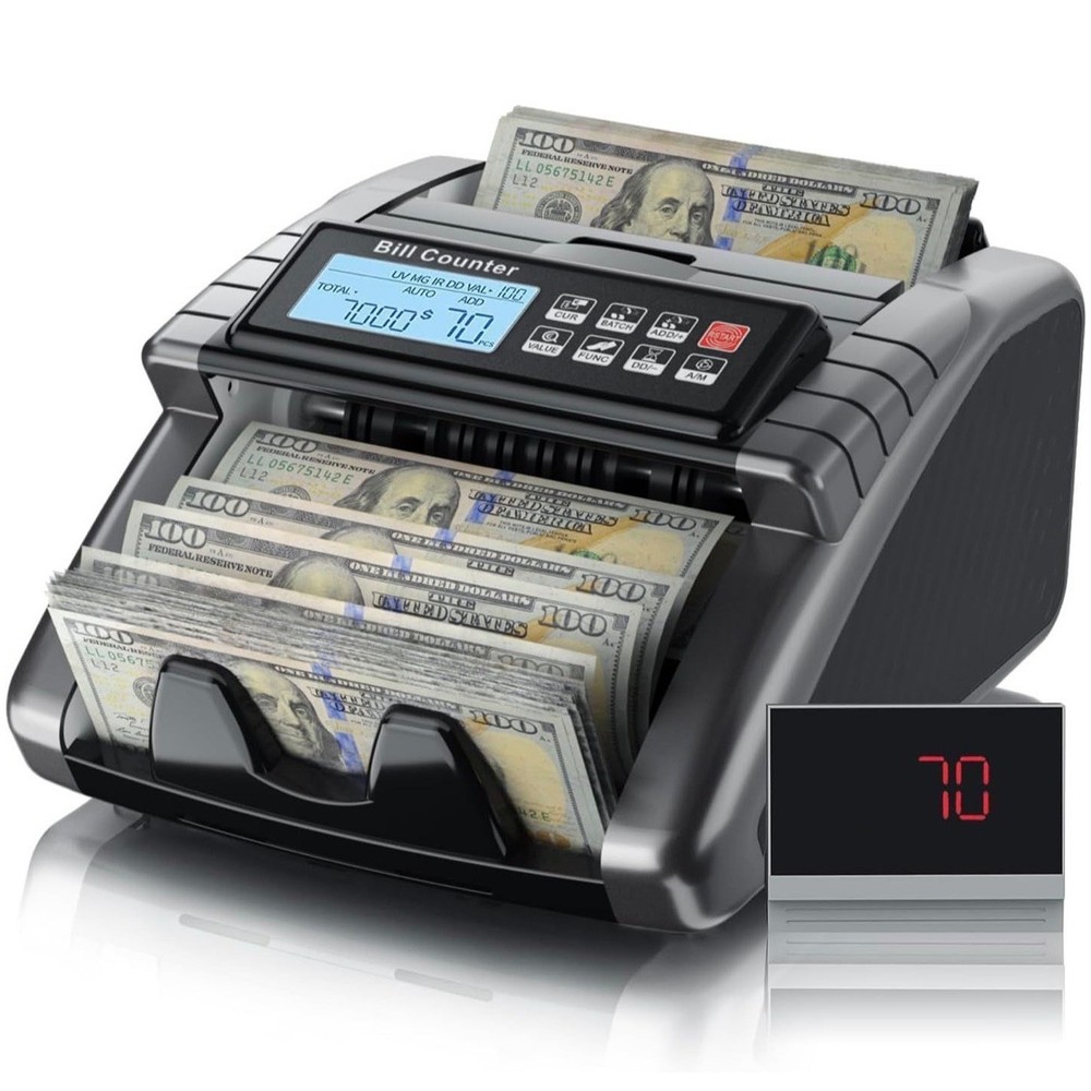 LOLARAN AL1000 Money Counter Machine Value Counting Counterfeit Detection UV MG