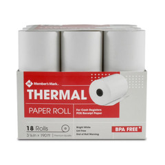 Member&rsquo;s Mark Thermal Receipt Paper Rolls, 3 1/8&Prime; X 190&prime;, 18 Rolls