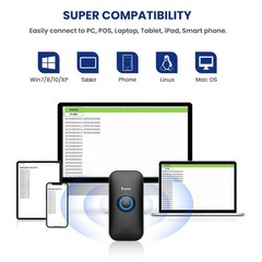 Eyoyo 1D Mini Bluetooth Barcode Scanner, 3in1 USB Wired & Bluetooth & 2.4G Wi…