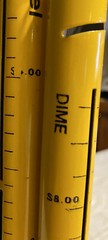 Money Bank Counting Tubes Metal Quarter Dime Nickel 12 Inches High Yellow