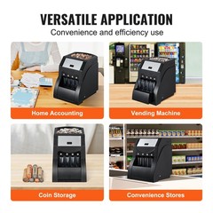 Uimoso Automatic Coin Sorter and Wrapper with 4 Coin Tubes, 230 Coins/Min