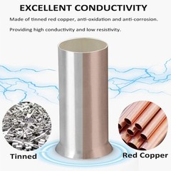 Teansic 600Pcs 7 Sizes Tinned Copper Wire Ferrules AWG22-10 Crimp Terminals