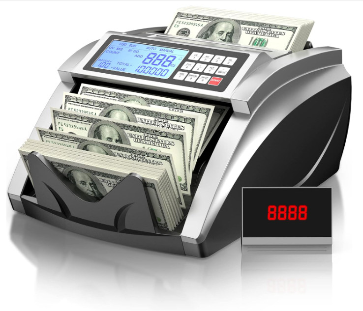 Contadora de Billetes con Detección de Falsos y Cálculo de Valor Total LCD