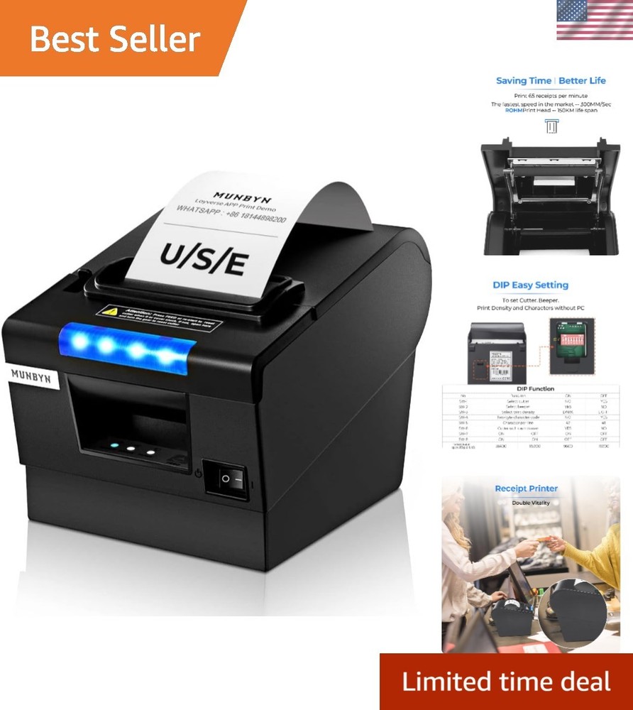 P068 Thermal Receipt Printer 80mm POS with Auto Cutter & Ethernet Connectivity