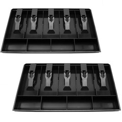 2 PK Cash Register Drawer Insert Tray 5 Bill/4 Coin Compartment Organizer