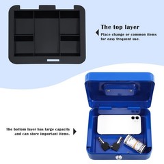 xydled Locking Steel Medium Cash Box with Removable Coin Tray and Key Lock,7….