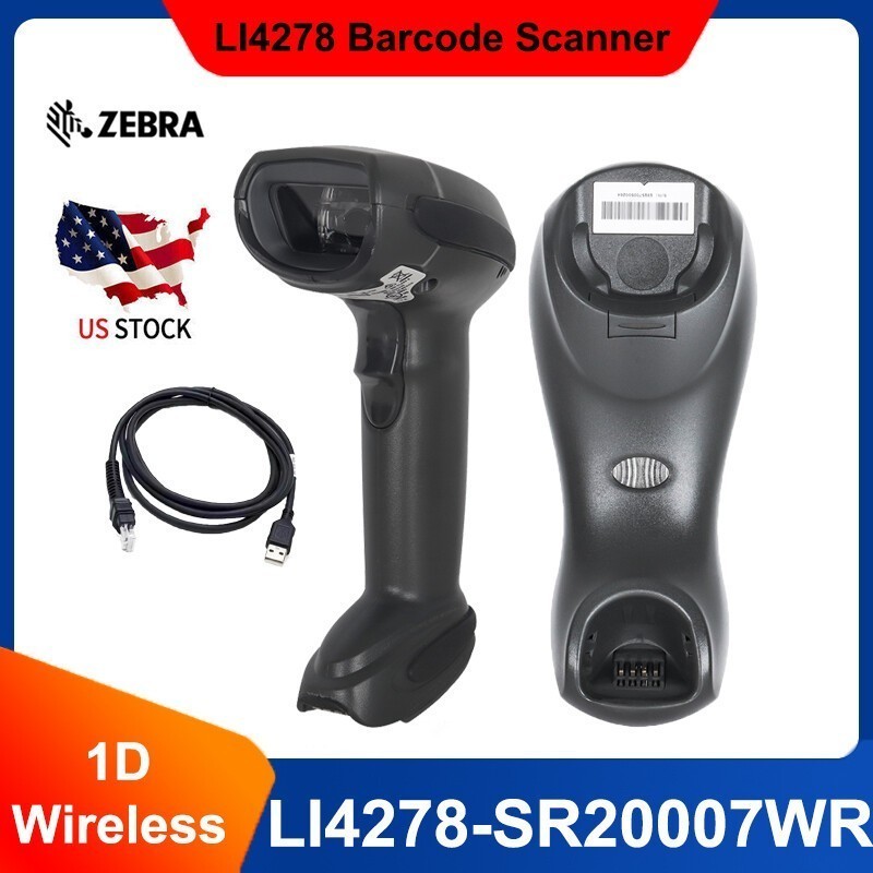 Symbol LI4278-SR20007WR Bluetooth 1D Barcode Scanner with USB Cable & Cradle US