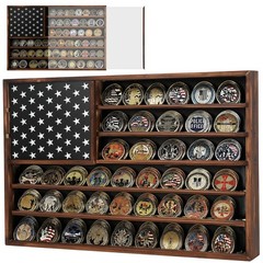 Challenge Coin Display Case,29.5&Prime; x 19.7&Prime; Wood Military Coin Holder Display w…