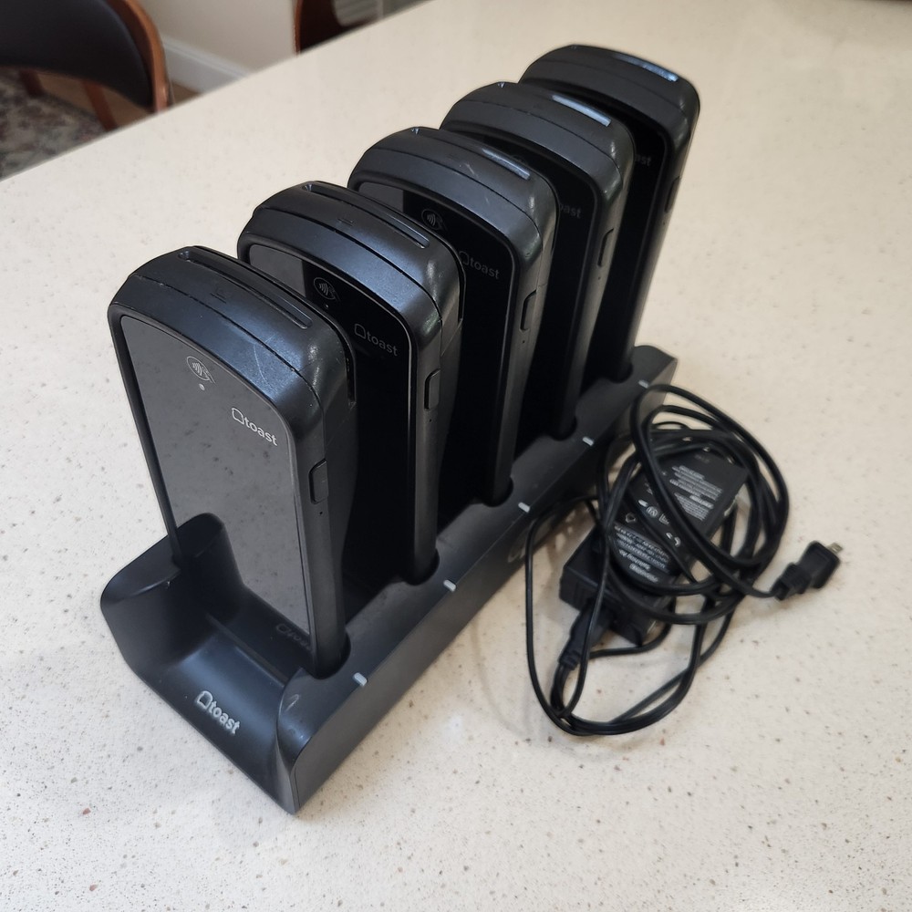 Lot of 5 Toast Go 2 Handheld POS Tablets TG200 with DTC200 Charging Dock (READ)
