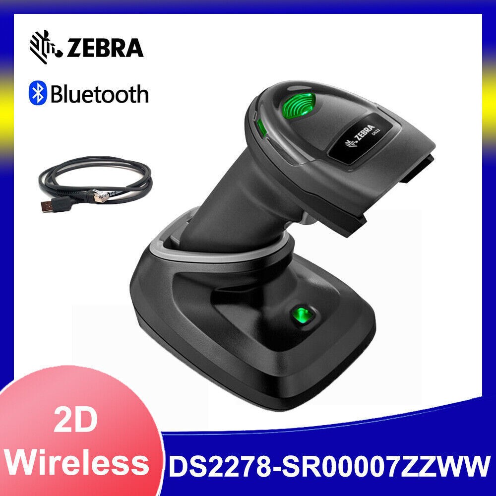 Zebra DS2278-SR00007ZZWW Wireless Bluetooth Barcode Scanner w USB Cable & Cradle