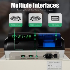 48 Keys Electronic Cash Register, LED Retail POS System W/ Printer, Cash Drawer