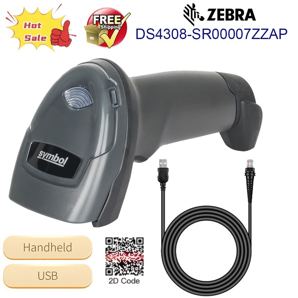 Symbol DS4308-SR00007ZZAP 1D 2D Handheld Barcode Scanner Reader w/USB Cable