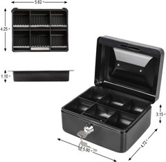 Durable Waterproof Cash Box with Key Lock & Removable Money Tray – Compact Size