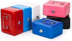 Cash Box with Money Tray, Small Money Box with Key Lock, 6&Prime; x 4 4/5&Prime; x 3&Prime;, Red