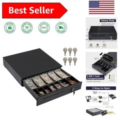 Secure and Adjustable Cash Drawer for POS Systems – 5 Bills & 7 Coins, Black