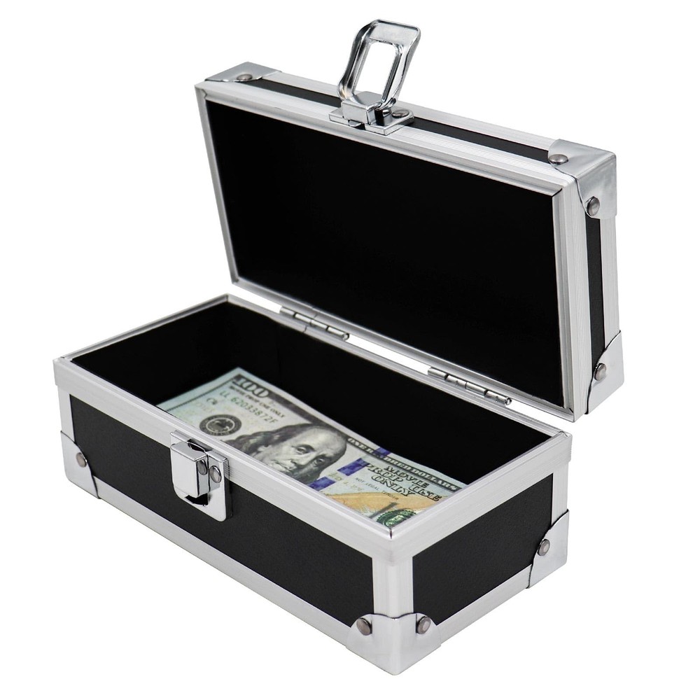 Lockable Cash Box, Aluminium Alloy Money Box for Cash, Small, Snap Lock