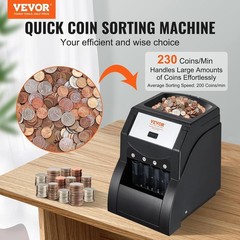 Automatic Coin Sorter & Wrapper – Sorts 1￠-25￠ Coins at 230/min, 200 Capacity