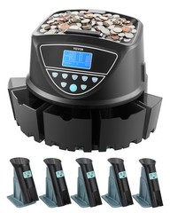 USD Coin Sorter with Screen Display Holds up to 2000 Coins 5 Coin Tubes