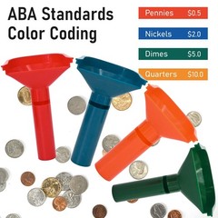 150 Flat Striped Coin Wrappers & 4 Color-Coded Sorter Tubes, Easy Load Counters