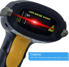 Wonenice USB Laser Barcode Scanner Wired Handheld Bar Code Scanner Reader Black