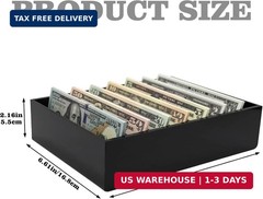Money Organizer for Cash, 8 Compartment Black Acrylic Money Holder, Cash Tray, C