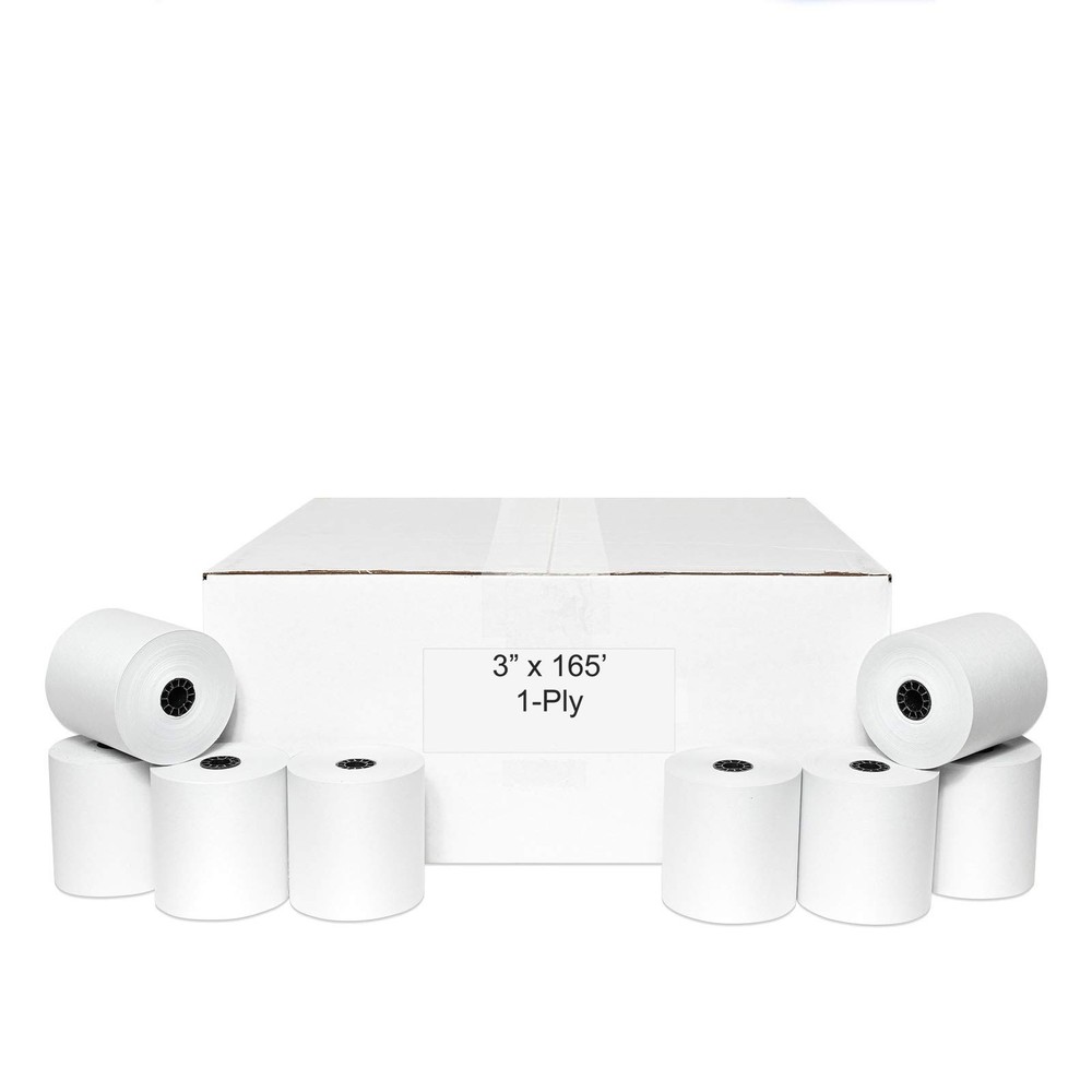3&Prime; x 165&prime; CASH REGISTER ROLLS,1 PLY BOND PRINTER POS PAPER ROLL 50 ROLLS/CASE…