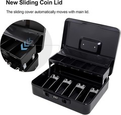 High-Security Cash Box with Sliding Lid & Durable Construction – 11.8 x 9.5 in