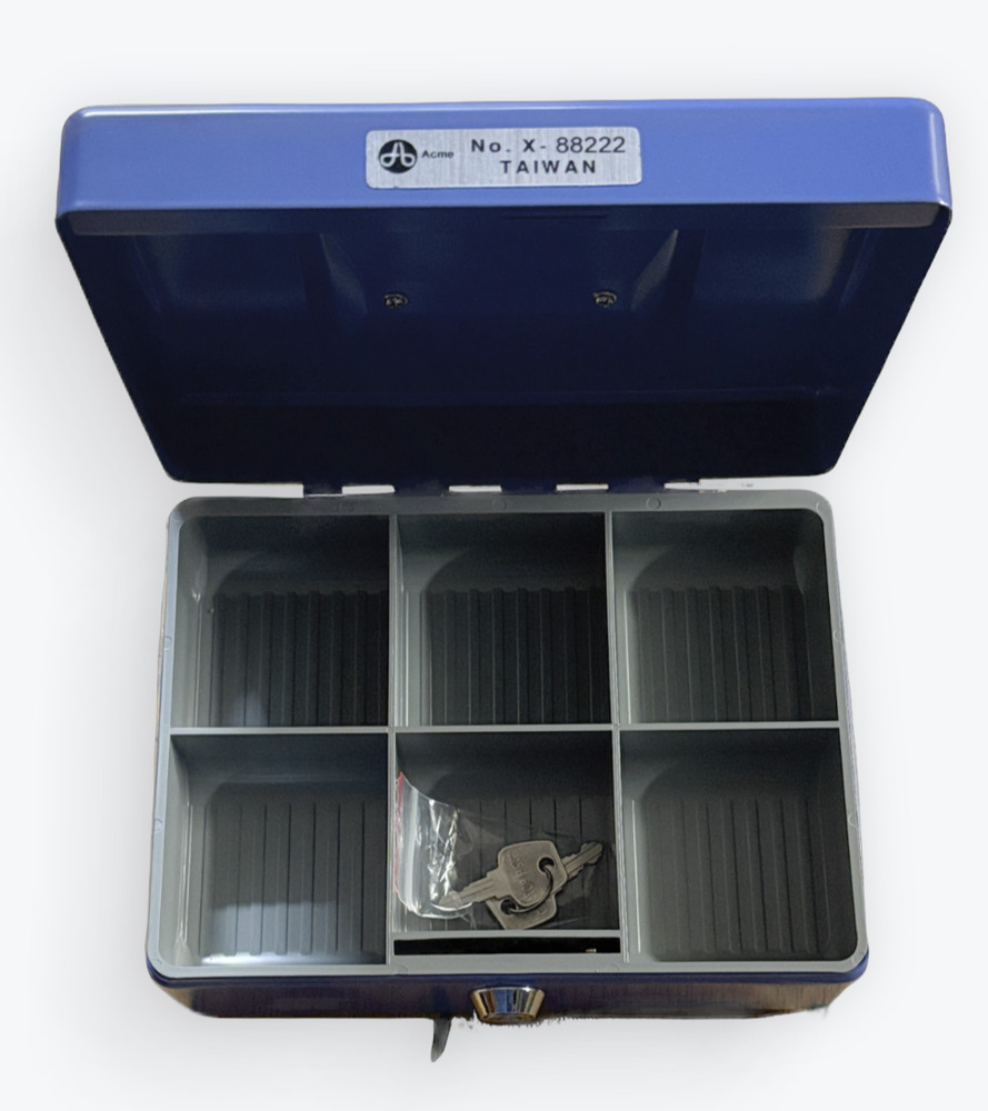 Acme Cash Box with Individual Lock – Solid Steel – 7&Prime; x 5-7/8&Prime; x 3-1/8&Prime;