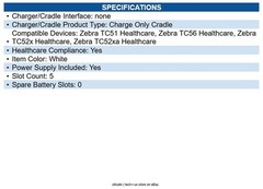 Zebra CRD-TC51-HC5SC-01 Cradle – Wired – Computer – Charging Capability – White
