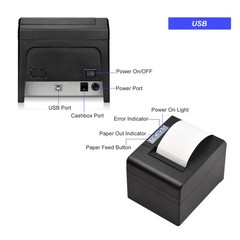 Thermal Receipt Printer 80mm Desktop Direct Thermal Printing USB Connection BSZV
