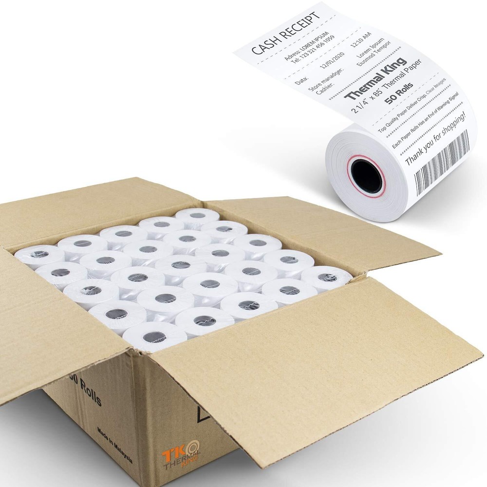 , 2-1/4&Prime; X 85&prime; Papel Termico Caja Registradora Pos Papel Para Recibos (50