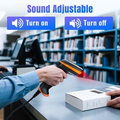 Barcode Scanner 2D USB Wired: Ergonomic Handle Plug and Play, D5100Y