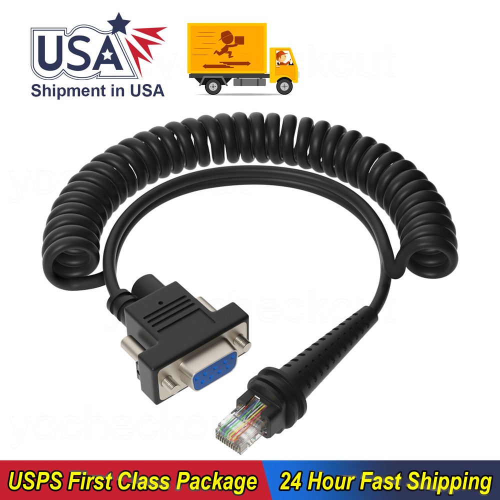5M RS232 to RJ45 Coiled Cable For Honeywell CBL-020-300-C00 1911i 1280i 1980i