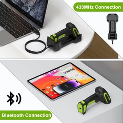Alacrity Upgraded 2D Wireless Industrial Barcode Scanner With Charging Base,