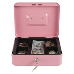 xydled Locking Steel Large Cash Box with Removable Coin Tray and Key Lock,9.84x